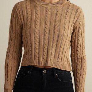Aerie Tan Cable Knit Sweater